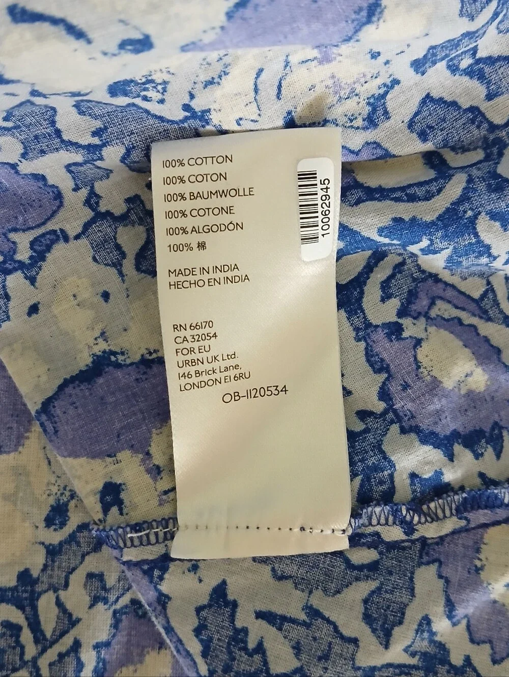 Free People Willow Printed Puff Sleeve Tie Neck Blouse
